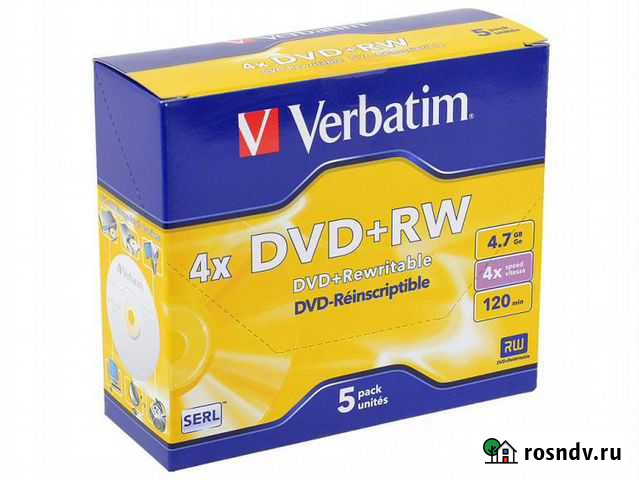 Диск DVD+RW Verbatim 4.7 Gb 4x Jewel Case (5) (5/1 Тольятти - изображение 1