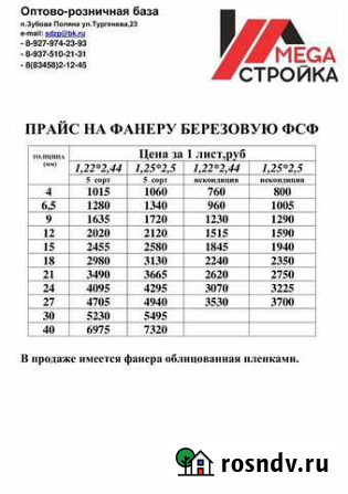 Фанера Зубова Поляна - изображение 1