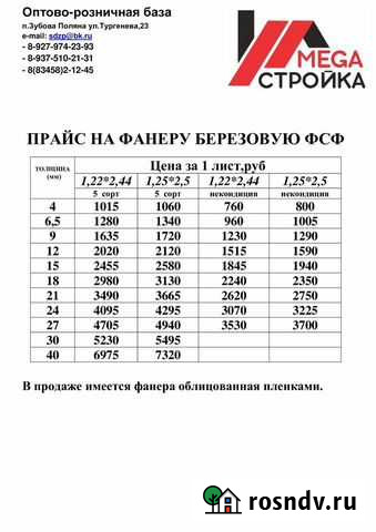 Фанера Зубова Поляна - изображение 1