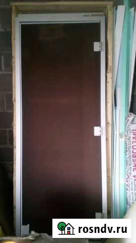 Продам стеклянную дверь в алюминевой каробке (dorb Абакан - изображение 1