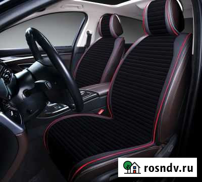 Накидки на сидения алькантара чёрный-красный 2шт Йошкар-Ола - изображение 1