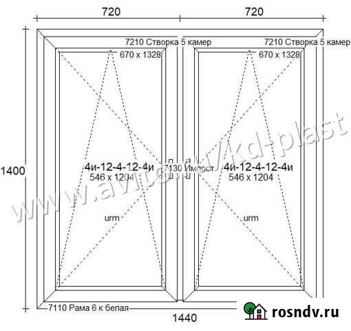 Окно с 2-хкамерным стеклопакетом 1440*1400мм Калининград - изображение 1