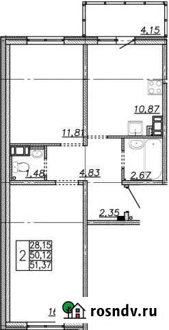 2-комнатная квартира, 51 м², 7/8 эт. на продажу во Всеволожске Всеволожск - изображение 1