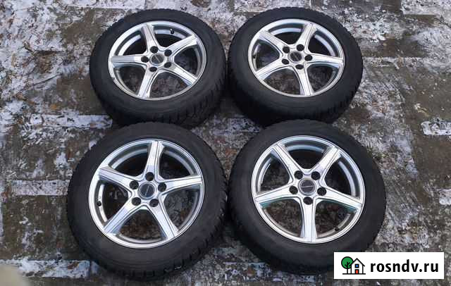 Колеса зима Bridgestone R16 5х114,3 резина 205/55 Красноярск - изображение 1
