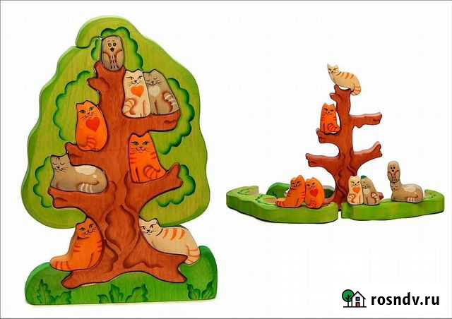 Деревянная игрушка-пазлы Котята на дереве Ярославль - изображение 1