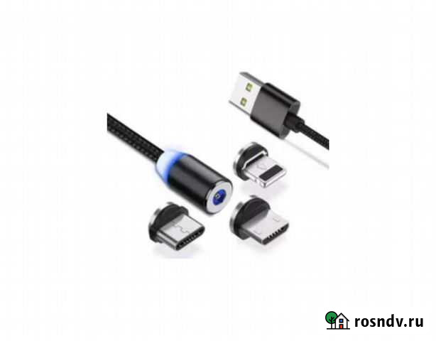 Магнитный светящийся USB-кабель + 3 разъема Томск - изображение 1