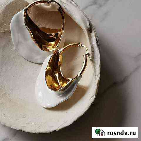 Серьги Селин Celine эмаль белые Москва