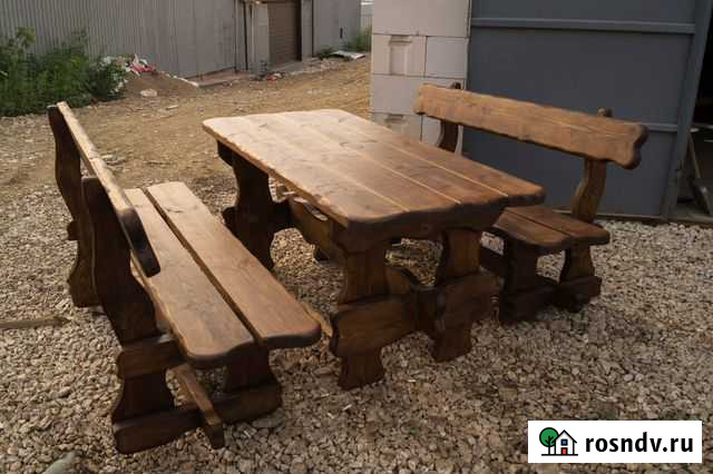 Мебель из дерева для бани в беседку Столы скамейки Самара - изображение 1