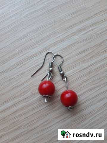 Бижутерия серьги с коралловыми бусинами Волгоград - изображение 1