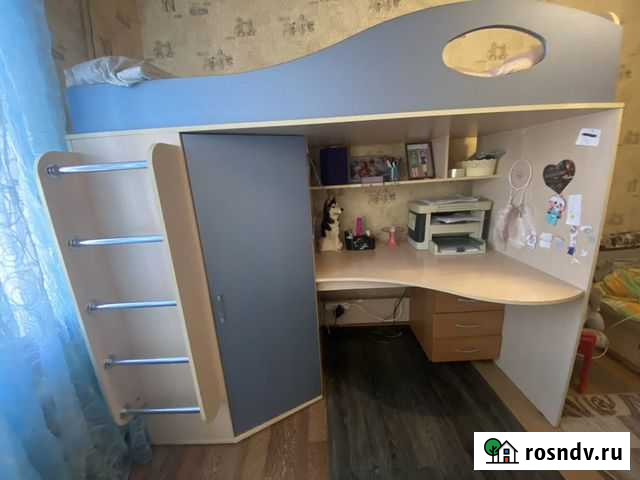 Детская кровать чердак со столом и шкафом Казань - изображение 1
