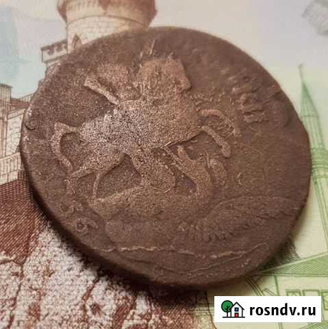 2 Копейки 1757-62 годов. Перечекан из облачной коп Короча - изображение 1