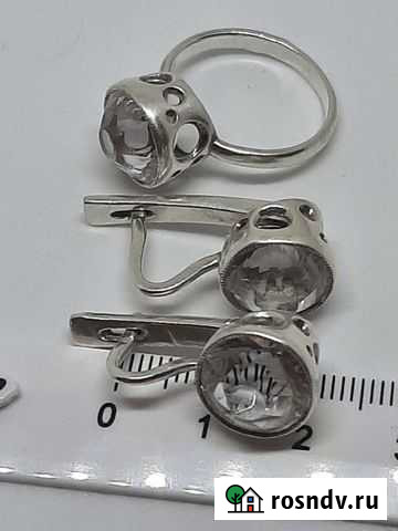 Серебряные серьги, кольцо с горным хрусталем Екатеринбург - изображение 1