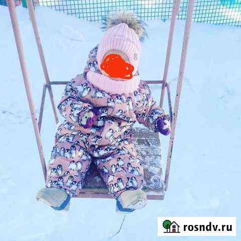 Зимний комбинезон для девочки 86 92 Серов