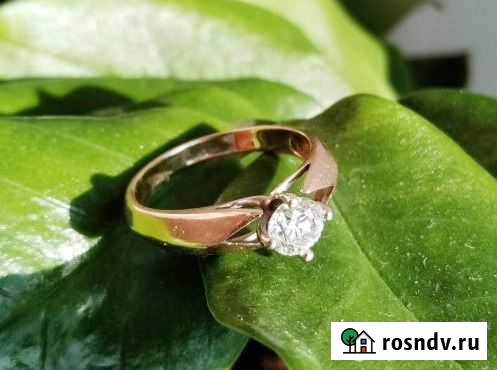 Кольцо с бриллиантом 0,43ct (4/6), р16,5 паспорт Санкт-Петербург - изображение 1