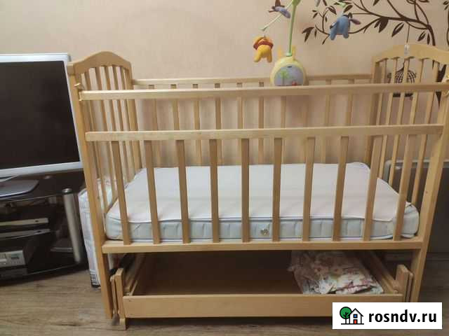 Детская кроватка с маятником и ящиком Люберцы - изображение 1