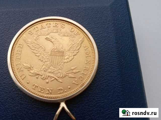 Золотая монета -кулон 10 долларов США 1887 года Владикавказ - изображение 1