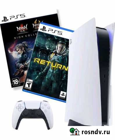 Комплект Sony PlayStation 5 с дисководом + 2 игры Липецк - изображение 1