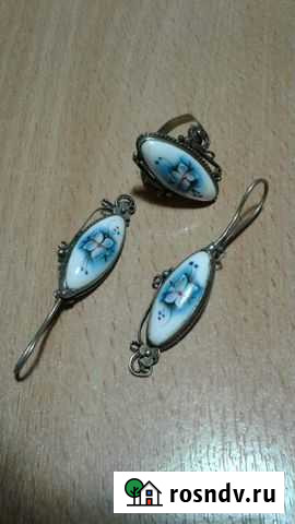 Бусы из бисера, серьги кольцо (финифть) Глазов - изображение 1