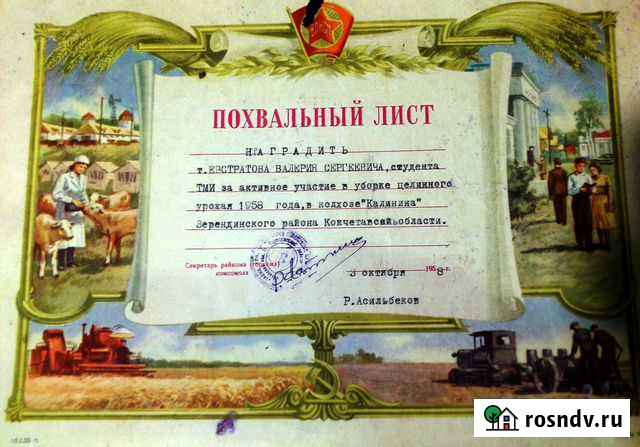 Целина 1958 год Тула - изображение 1