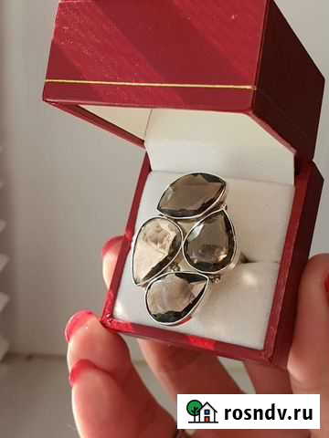 Кольцо 925 пробы с нат дымчатым кварцем Подольск - изображение 1