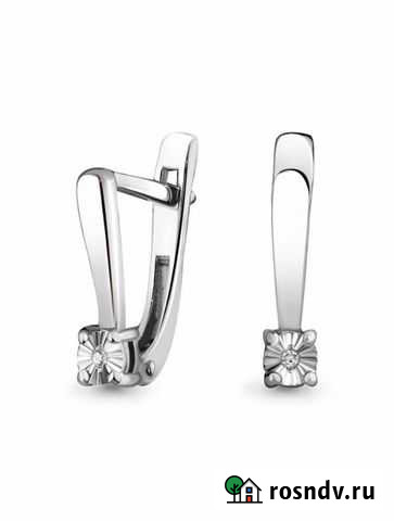 Серебряные серьги с бриллиантиком Краснодар - изображение 1