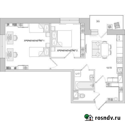 2-комнатная квартира, 52 м², 7/12 эт. на продажу в Янино-1 Янино-1 - изображение 1