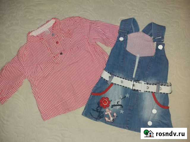 Джинсовый сарафан, 12-24 месяцев Черкесск - изображение 1