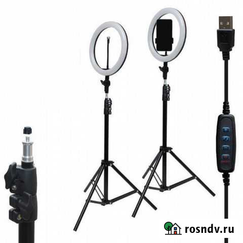 Кольцевая светодиодная LED лампа 26 см со штативом Калуга - изображение 1