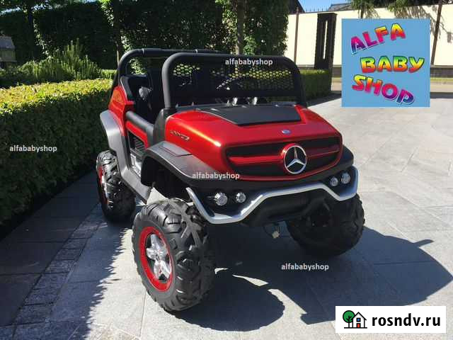 Детский электромобиль Mercedes Unimog красный Москва - изображение 1