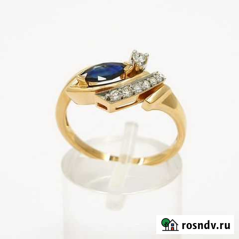 Кольцо с сапфиром и бриллиантами золото 585 пробы Москва - изображение 1