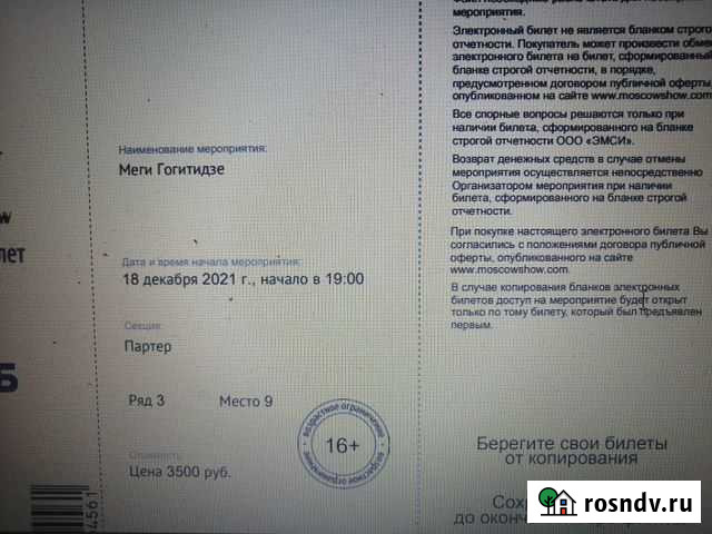 Билеты на концерт меги гогитидзе Москва - изображение 1
