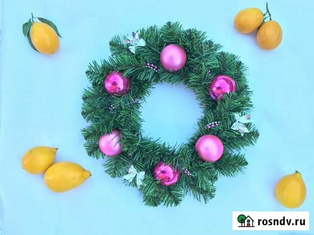 Рождественский венок - Розовый шар Химки - изображение 1
