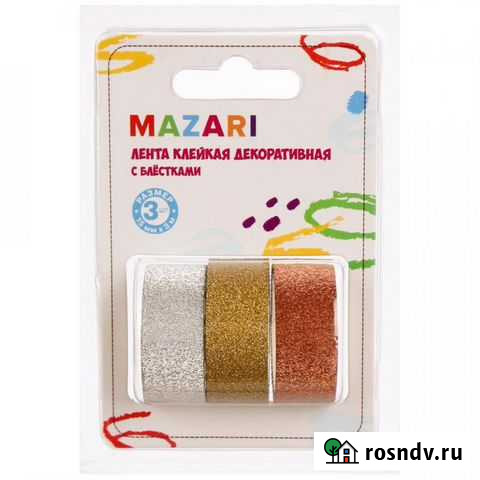 Скотч декор лента блёстки 1,5см*3,0м, 3шт/уп Москва - изображение 1