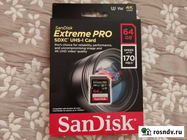 Карта SanDisk Extreme Pro 64 Гб V30, UHS-I Майский - изображение 1