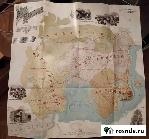 Бумажная карта игры rdr 2 ps4 Тихвин - изображение 1
