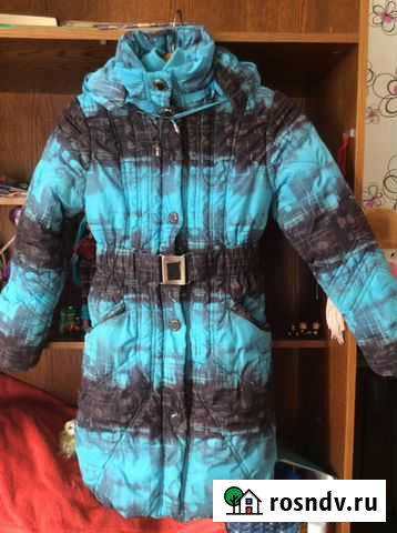 Тёплое зимнее пальто на девочку 8-12 лет, б/у Краснодар - изображение 1