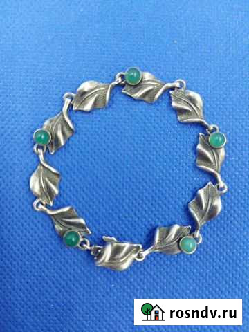 Серебряный браслет с хризопразом СССР Мурманск - изображение 1