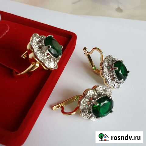 Серьги золотые изумрудные Волгоград - изображение 1