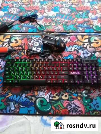Игровая мышь с подсветкой imice, коврик RGB 25х30 Пермь - изображение 1