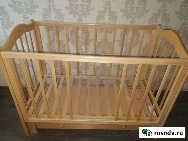 Детская кроватка с маятником и ящиком Радужный - изображение 1