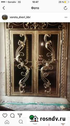 Двери кованые с тонированным стеклом Нальчик - изображение 1