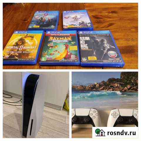 Sony playstation 5 + 5 дисков + Два геймпада Мостовской