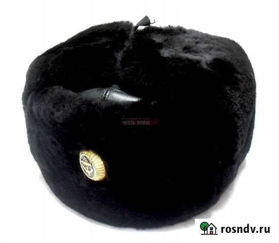 Шапка-ушанка черная уставная вмф (кожа) Севастополь - изображение 1