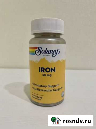 Solaray Iron (Железо), 50 мг, 60 капс Самара - изображение 1