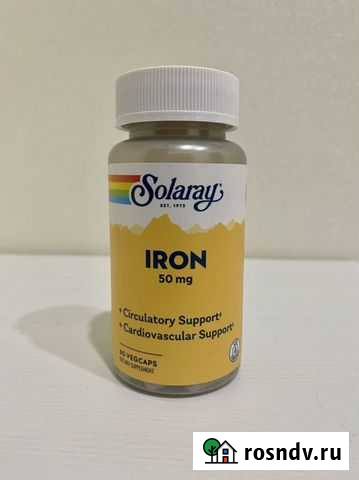 Solaray Iron (Железо), 50 мг, 60 капс Самара - изображение 1