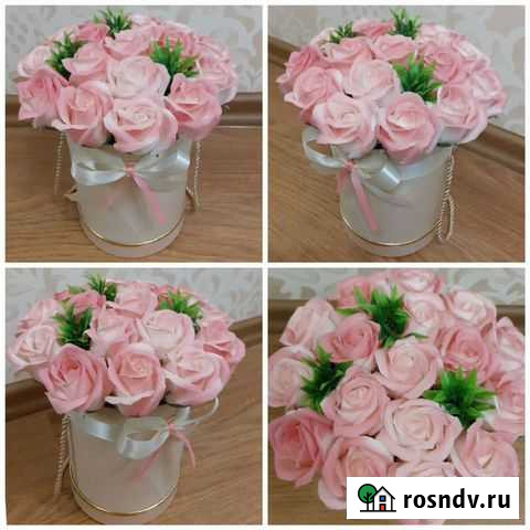 Букеты из мыльных роз в шляпных коробках Пенза - изображение 1