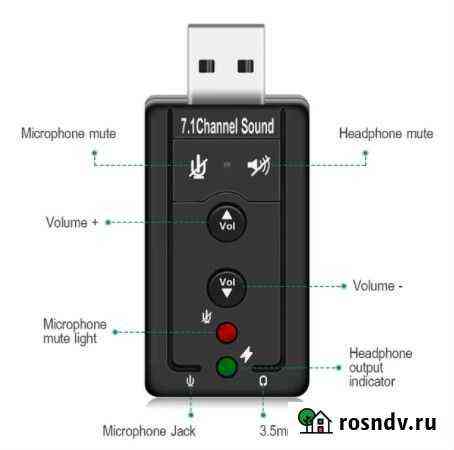 7.1 USB внешняя звуковая карта новая Бийск