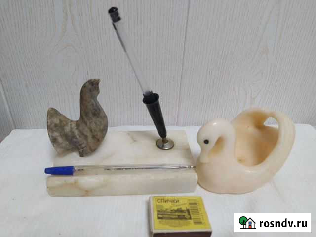 Письменный набор мрамор. Цветы из кости. Винтаж Вязники - изображение 1