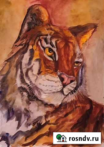 Картина акварель Тигр, символ года а3 Ижевск - изображение 1