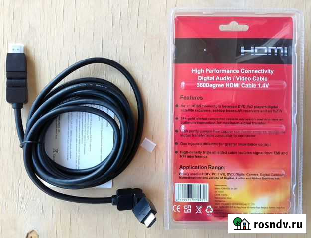 Кабель 3 м. поворотный hdmi новый Хабаровск - изображение 1